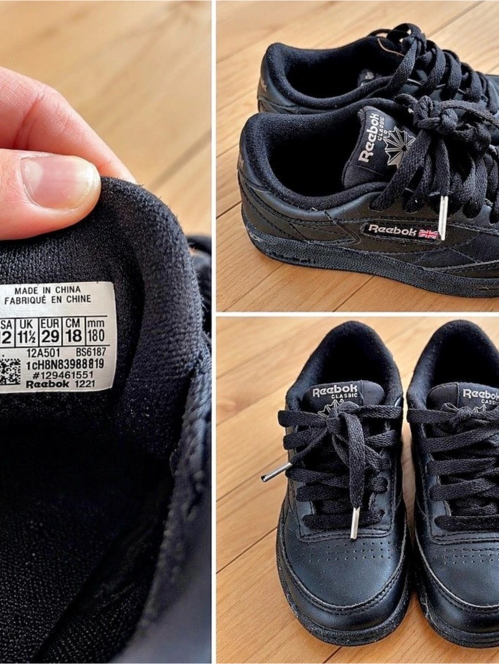 Kid’s Reebok Black Sneakers US 12